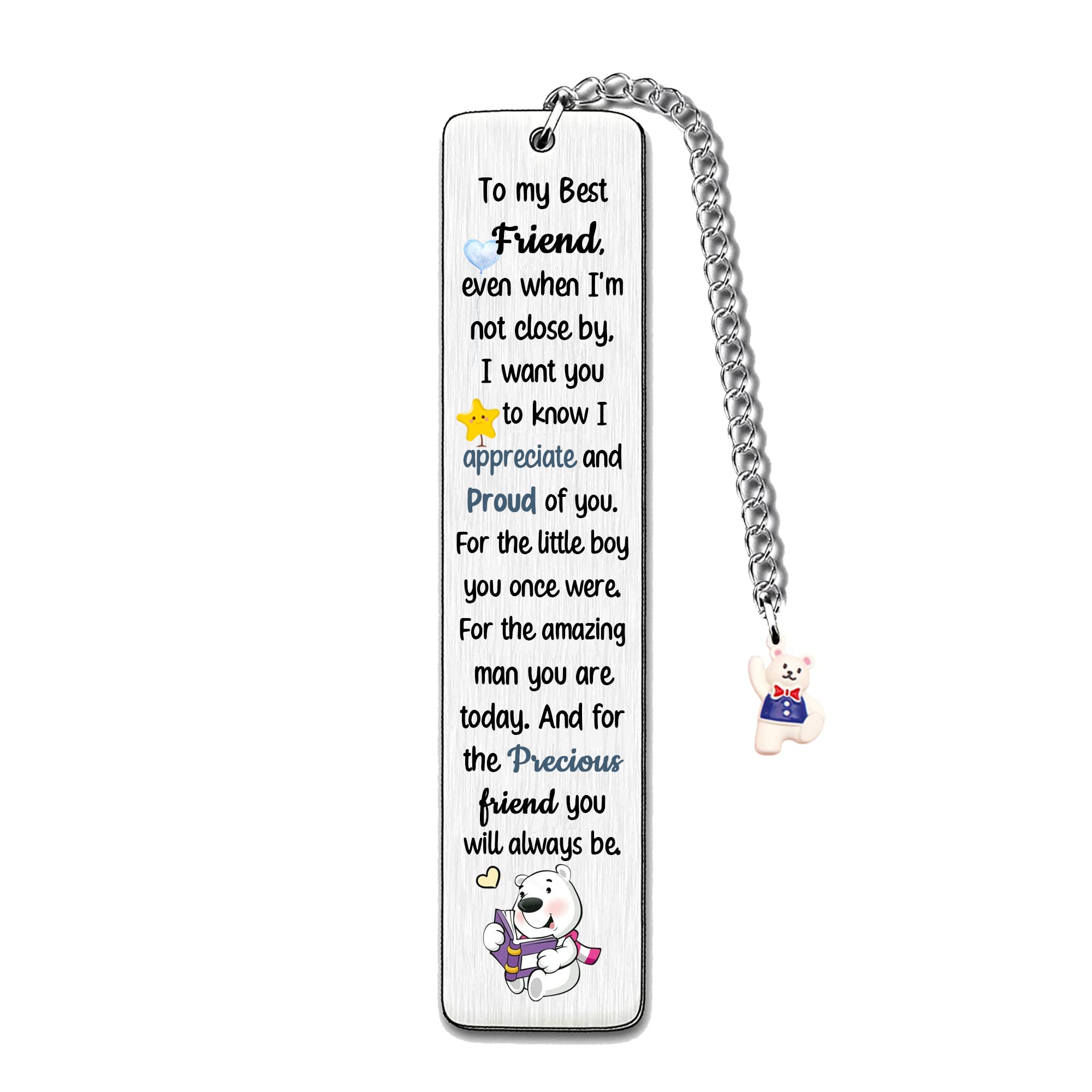 Best Friend Bookmarks for Man Teens Christmas Graduation Farewell Bookmark Good Friend Birthday Back to School Gifts Appreciate Friendship Forever Encourage Retirement Thank You Keepsakes Cute Bear — image 1