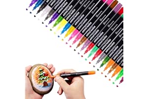 MANMANYUANQI 24 Colors Acrylic Paint Pens for Rock Painting, Wood, Ceramics, Glass, Metal, Canvas, Fabric, Scrapbook Supplies, DIY Craft Making Waterborne Markers Pen Set Ultra-fine Nib