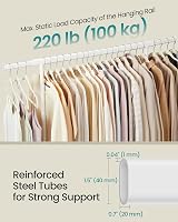 SONGMICS Clothes Rack on Wheels Heavy Duty 100 kg Extendable Rail 92-132 cm view 3