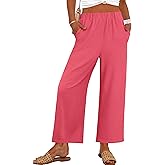 ANRABESS Womens Wide Leg Pants Summer Lounge Elastic Waist Palazzo Pants Lightweight Beach Vacation Trousers with Pockets