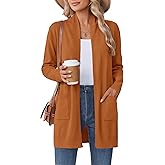 Zeagoo Women Long Cardigan Sweaters Lightweight Open Front Duster Knit Fashion Sweater Coats Trendy Cardigans with Pocket