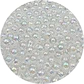 Daiyifiy 900 Pcs 6mm Acrylic Round Beads AB Colors Craft Beads Round Spacer Beads with Holes for DIY Craft Making Necklace Bracelet Earring Ornament(19- Transparent White)