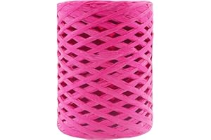 Mandala Crafts Hot Pink Raffia Ribbon for Gift Wrapping - 100 Yards Natural Paper Straw Raffia String for Crafts, Bows, Decoration, Floral Arrangements, and DIY Projects