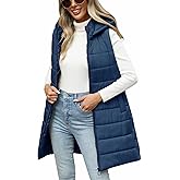 Yusongirl Puffer Vest for Women Long Hooded Lightweight Puffy Jacket Warm Sleeveless Fall Winter down Coat Outerwear