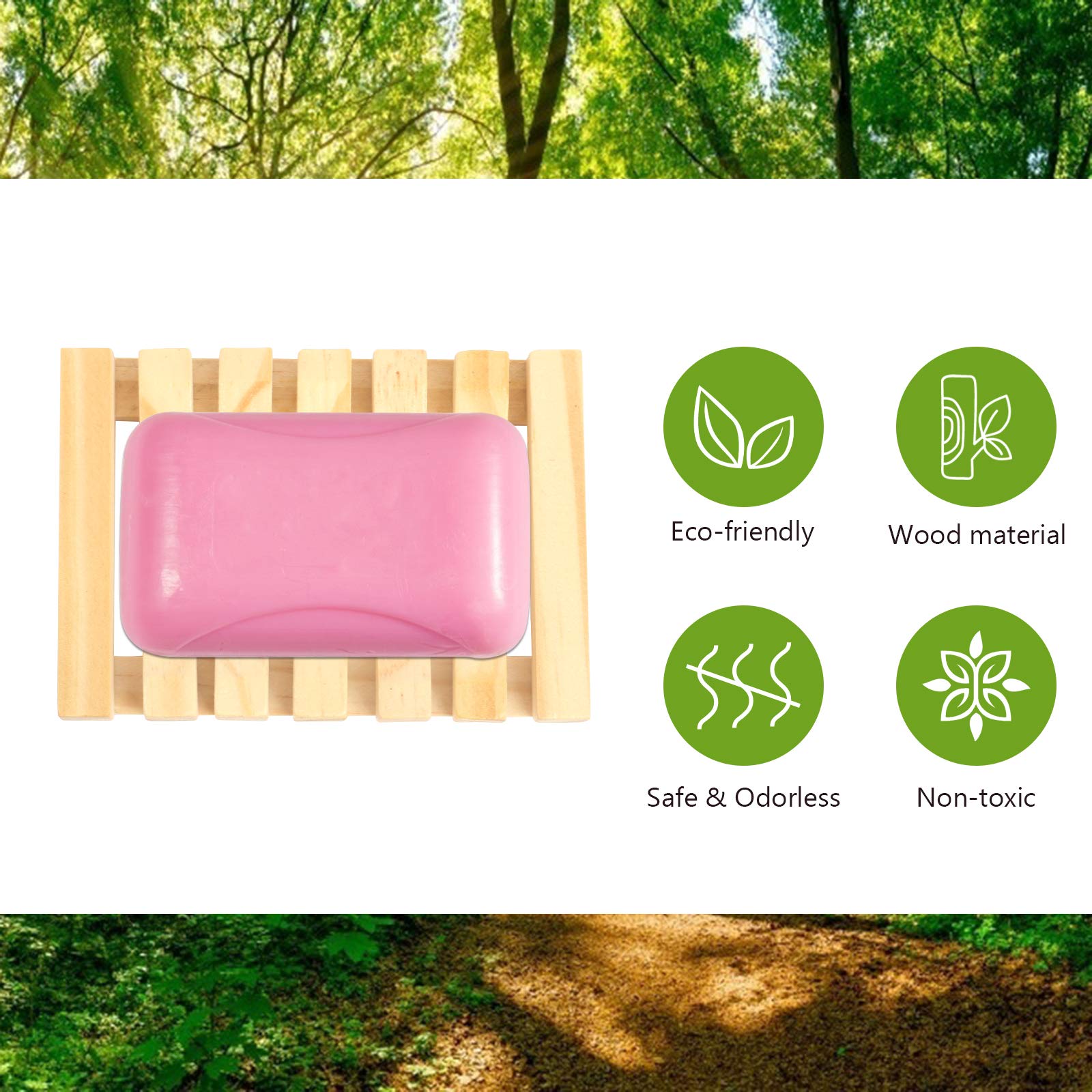 TAZEMAT 2pcs Wooden Soap Dish and 2pcs Natural Soap Bags with Drawstring Flax Linen Sisal Soap Pouch Bamboo Soap Holder Box Container Saver Tray Plate for Bathroom Kitchen Shower