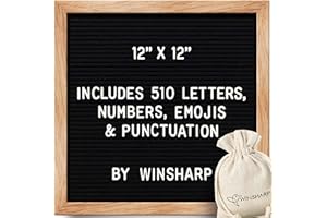 WINSHARP Changeable Felt Letter Board Sign + Eisel Stand + Letters, Numbers & Symbols Wooden Letterboard Set Classroom Office Decor Maternity Shoot Props Message Word Board Wood Frame Baby Announcement Black