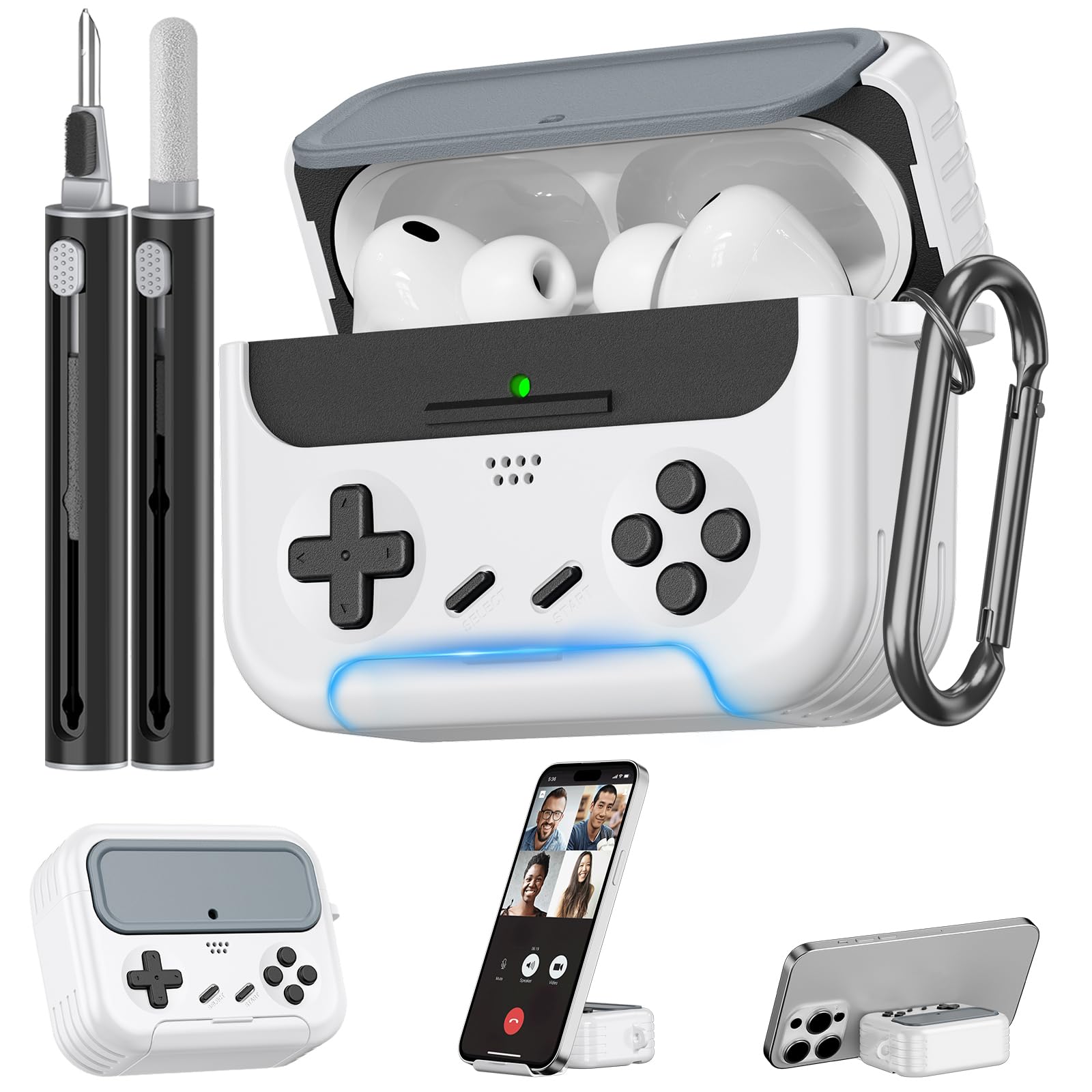 Inesore Retro Game Case for AirPods Pro 3 (White) for Men Boy