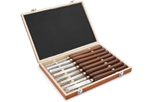 Urbansential Woodworking 8-Piece HSS Wood Turning Tools Lathe Chisel Set, with Wooden Box (Pro Size 001)