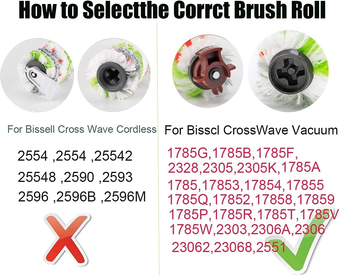 Daszui 3 Pack 2306A,1785 Multi-Surface Pet Pro Brush Rolls ,3 Pack 1866 Replacement Vacuum Filters，Compatible With Bissell CrossWave Replacement parts，Compare to Part 1613568&161-3568, 1608684: Appliances