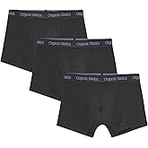 Organic Basics Men's Core 3" Organic Cotton Boxer Trunk Underwear 3-Pack, Black/Stone Blue, Medium