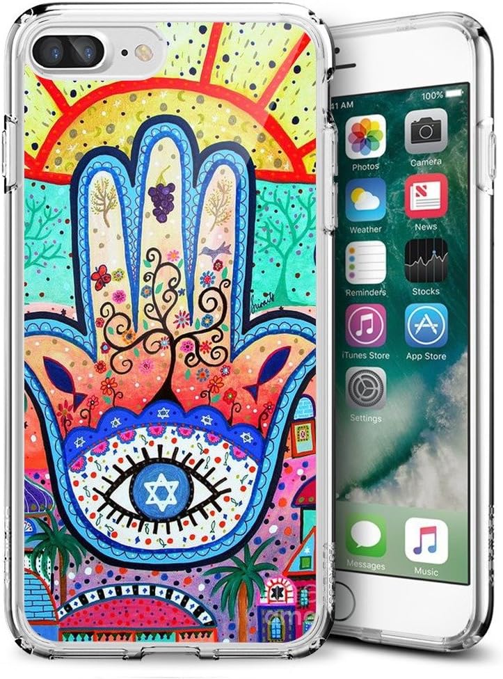 iPhone 7 Plus/iPhone 8 Plus Case, Sangkoo Evil Eye and Hamsa Hand Painting Pattern Design Soft TPU-Clear Case for iPhone 7 Plus(2016) & iPhone 8 Plus(2017)
