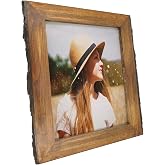 IKEREE 8x10 Picture Frames with Bark Edges, Rustic Wood Photo Frame for Tabletop or Wall Display, Natural Brown.