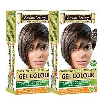 Indus Valley Bypurenaturals Permanent Herbal Hair Colour Medium Brown 4.0 Kit - Set of 2