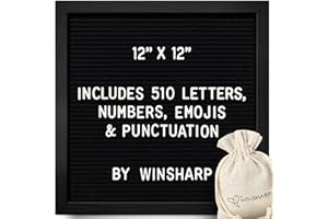 WINSHARP Black Felt Letter Board | Classy Dark Stained Wooden Frame with White Letters | Premium Changeable Sign Boards for Home Decor Motivational Quotes Baby Announcement Price List Message Letterboard With Stand For Small Business