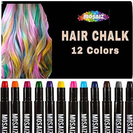 Hair Chalk For Girls Boys 12 Colors With Black Brown
