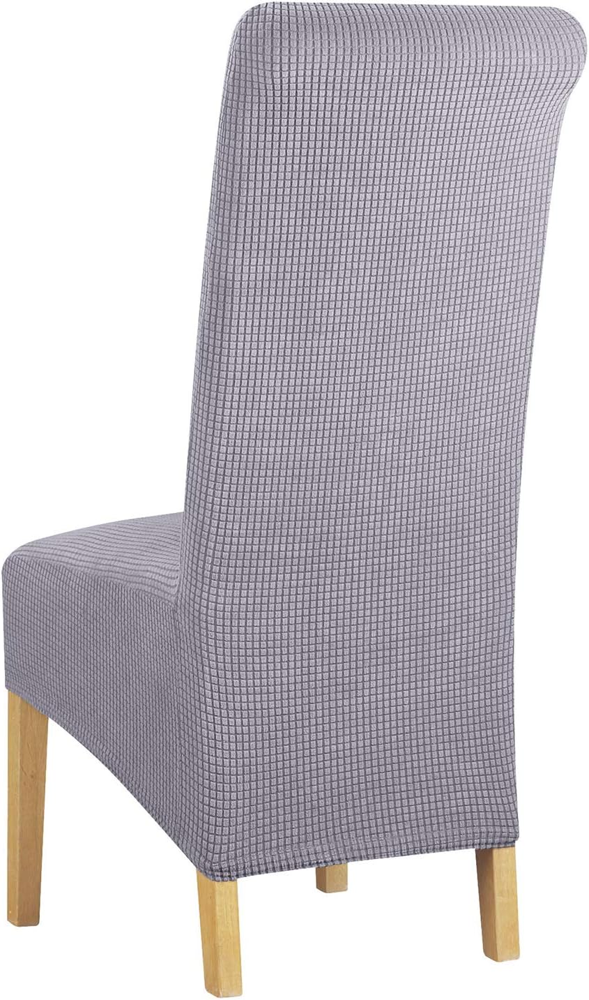 Leorate Large Size Dining Room Hotel Fleece Fabric Stretch Chair Cover Pack 2 4 Pack of 6 (1 Beige, Pack of 4) (Light grey, 4PCS) - Image 5