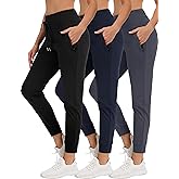 POVWVPY 3 Pack Women's Joggers, Fleece Lined Jogging Pants with Pockets, High Waist Thermal Sweatpants for Workout, Running