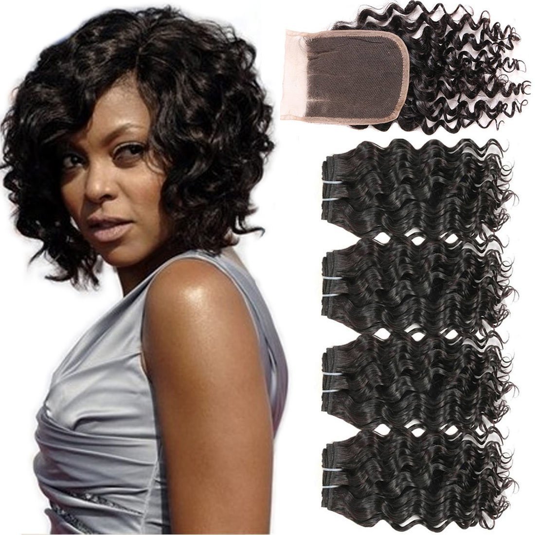 Amazon Com Fu Shen 8a Brazilian Deep Wave Bundles With Closure