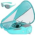 Mambobaby Float with Canopy and Tail New Upgraded Non-Inflatable Baby Pool Float Mambo Float Swim Trainer Solid Infant Swim Float Adjustable Pearl Foam Baby Swim Ring