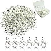 Hyamass 200Pcs Lobster Claw Clasps, 10x5mm Metal Alloy Lobster Clasps, Lobster Clasps for Jewelry Making,Keychains,Bracelet and for DIY Jewelry Necklace Clasps and Closures(Silver)