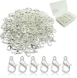 Hyamass 200pcs Curved Lobster Clasps 5x10mm Silver