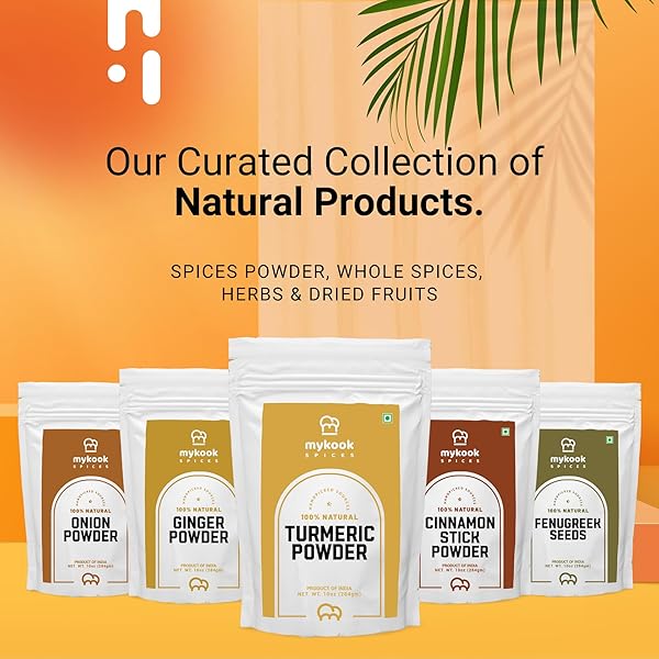 MYKOOK SPICES TURMERIC POWDER WITH CURCUMIN FROM INDIA – NATURAL GROUND TURMERIC POWDER, ESSENTIAL TURMERIC SPICE FOR COOKING, RICH IN FLAVOR AND COLOR – 10 OZ RESEALABLE BAG