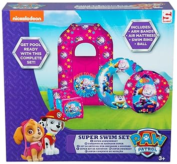 Sambro International Lizensiertes Kinder-Schwimmset, Paw Patrol, Strandball, Schwimmbrett, Schwimmring, Armbänder, Geschenk, 