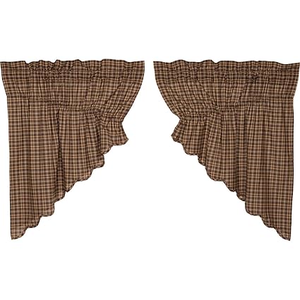 VHC Brands Prescott Prairie Swag Scalloped Lined Set of 2 36x36x18