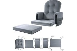 BALAPET 5 PCS Velvet Glider Rocker Replacement Cushions with Side Storage Pocket, Thickened & Supportive Cushions Set for Indoor Nursery Rocking Chair, Dark Grey