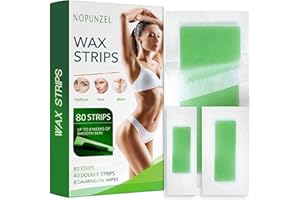 NOPUNZEL Wax Strips - 80 Strips - Hair Removal Waxing Kit for Women Men - 3 Sizes - With Beeswax Essence and Jojoba Seed Oil - Body Arms Legs Chest Back Bikini Brazilian Waxing