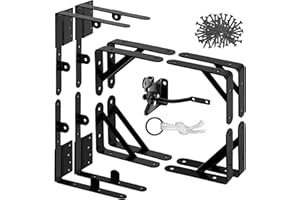 TANIVO Heavy Duty Anti Sag Gate Kit - 90 Degree Bracket with Hinges for Wooden Fences - No Sag Corner Brace for Doors & Driveway (2 Sets)