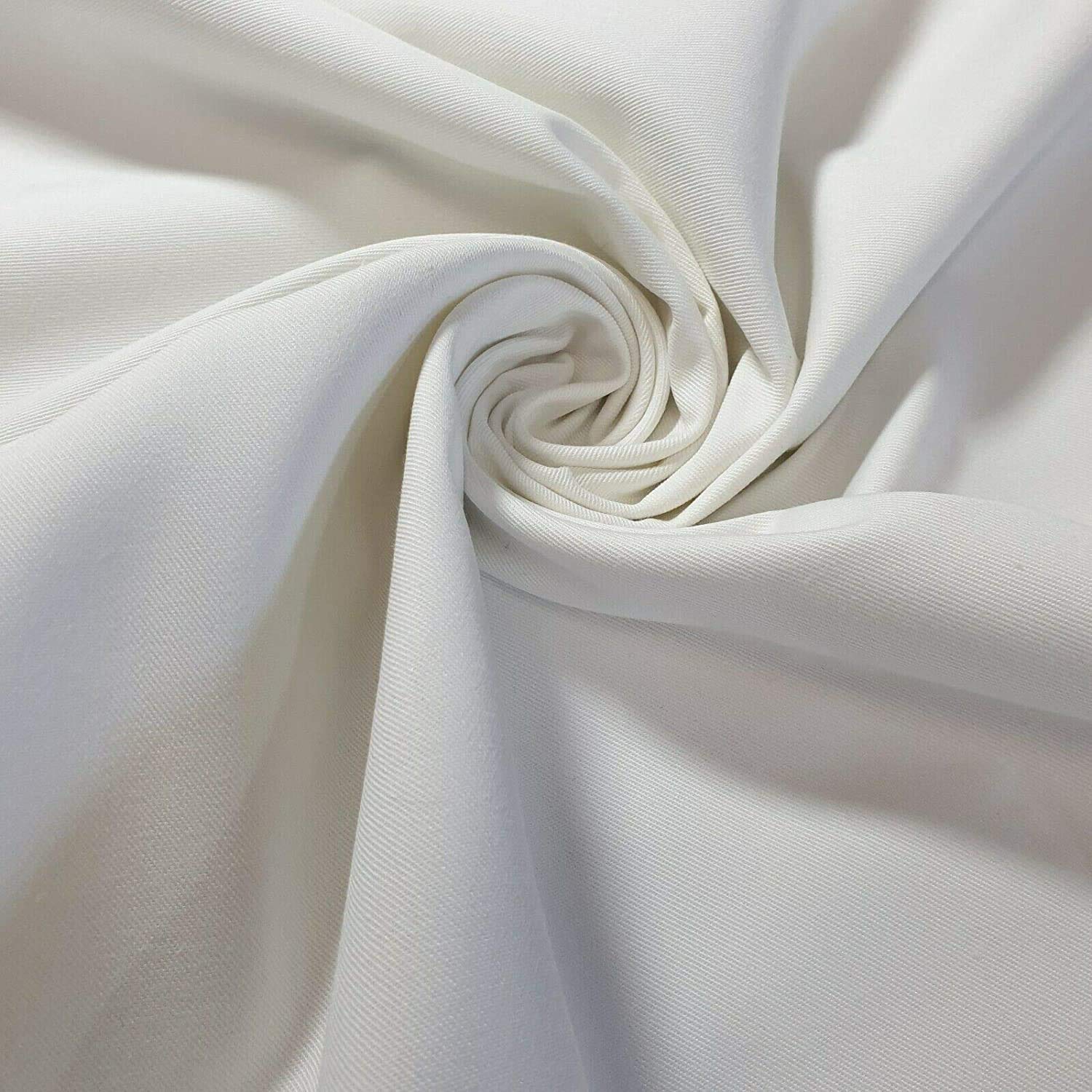 2 Meter Plain Thick 100% Cotton Drill Workwear Twill Fabric Superior Quality 150 cm Wide (White)