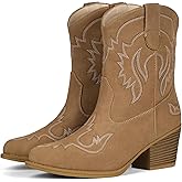 IXU Cowboy Boots for Women Ankle Cowgirl Boots Pointed Toe Short Western Booties