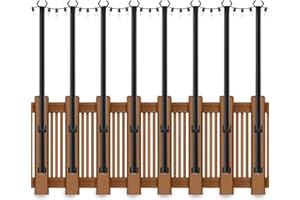 AHRLHR 8 Pack 5 Ft String Light Poles, String Light Poles for Outside with Fixing Clips,Metal Poles for Outdoor String Lights, Hanging Light Poles for Deck Fence Garden Backyard Wall Bistro