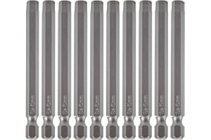 VESTTIO Hex Allen Wrench Long Screwdriver Bit Set H6 6mm Metric Drill Bit 10PCS 1/4 Inch Hex Shank 3 Inch/75 mm Length S2 Steel with Magnetic for Power Screwdriver Drill Impact Driver Repair Toolkit