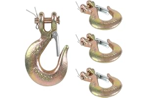 Yeecheng 4Pcs 1/4 Inch Clevis Slip Hooks with Safety Latch,Grade 70 Forged Steel Chain Hook,12,600 Lbs Capacity Heavy Duty Tow Hook Working for Towing and Chain