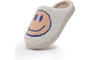 COVS Cute Kids Smile Face Slippers for Girls Boys Soft Plush Happy Face Slippers Non-Slip Toddler Warm House Slippers Little kids smile slippers Indoor Outdoor