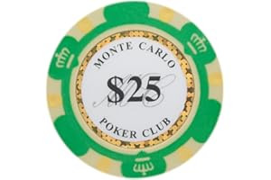 Brybelly Monte Carlo Premium Poker Chips (50-Pack) Heavyweight 14-Gram Clay Composite