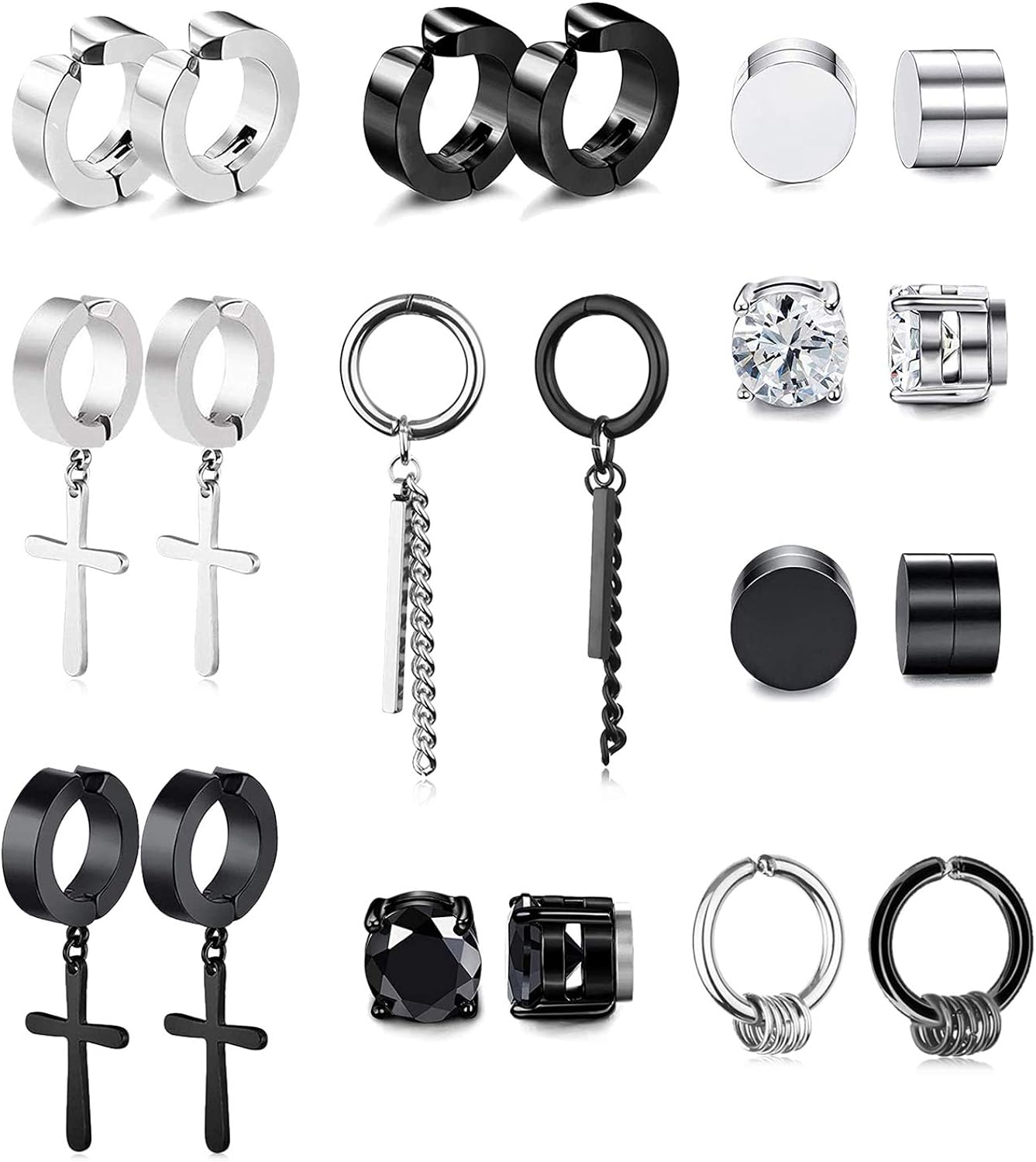 Or Anneau Boucle d'oreille Charnière avec Motif clé Grecque - Acier