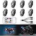 8PCS Wireless LED Strobe Lights with Remote Control,8 Colors Waterproof Anti-Collision USB Charing Led Warning Light, High Brightness Wireless LED Lights for Car Drone Truck Motorcycle Aircraft Bike