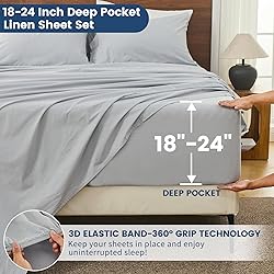 Bedlifes 100% French Linen Sheets Queen Size