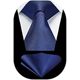 HISDERN Mens Ties Solid Color Ties for Men Formal Necktie with Pocket Square Set Satin Silk Neck Tie Handkerchiefs Set