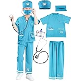 Puteraya 6 Pcs Kids Animal Doctor Costume Set Veterinary Dress Up Clothing for Kids Career Day Halloween Role Cosplay