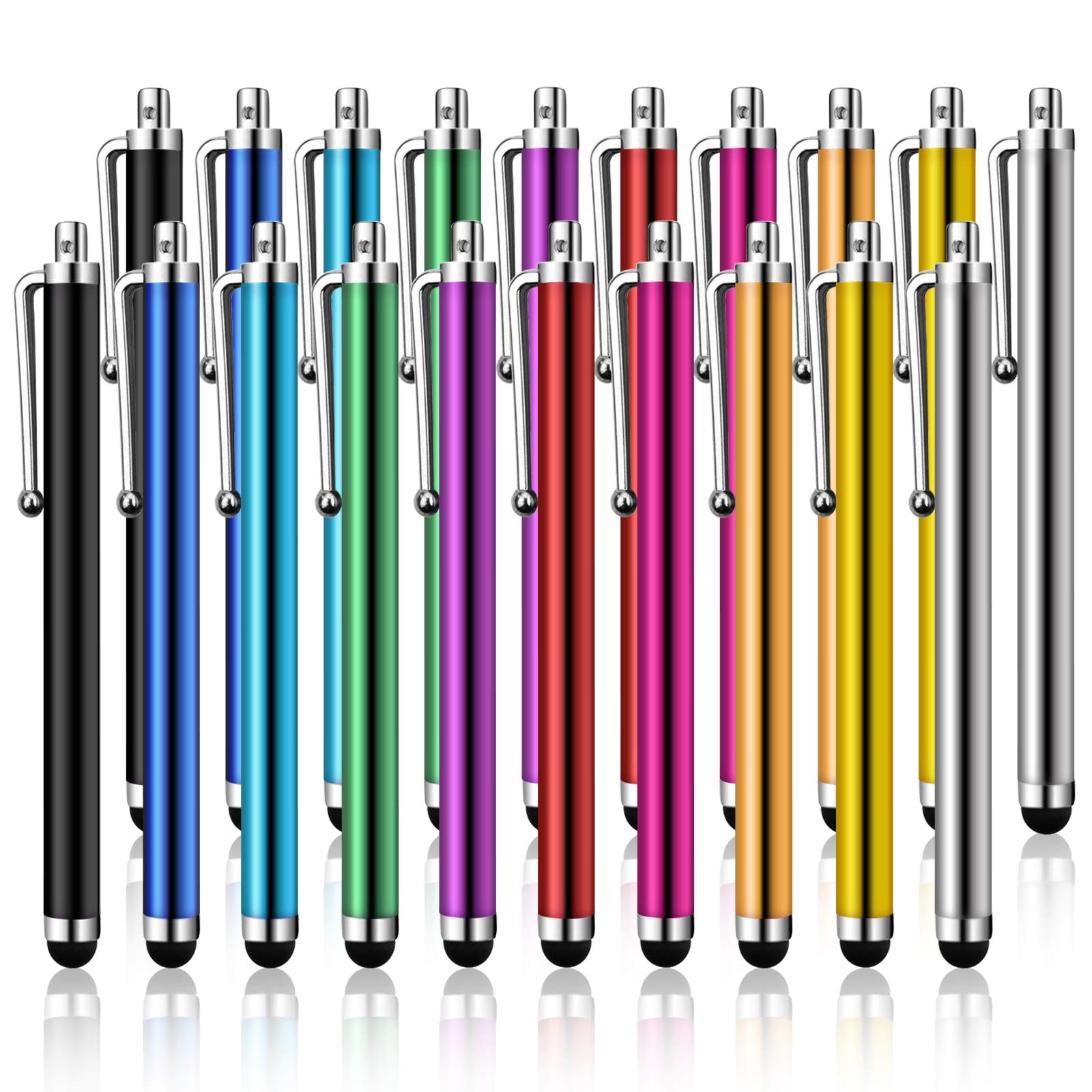 Mixoo 20 Pack Universal Capacitive Touch Screen Pens for Tablets, iPad, iPhone, Samsung Galaxy and Other Devices - Multiple Colors