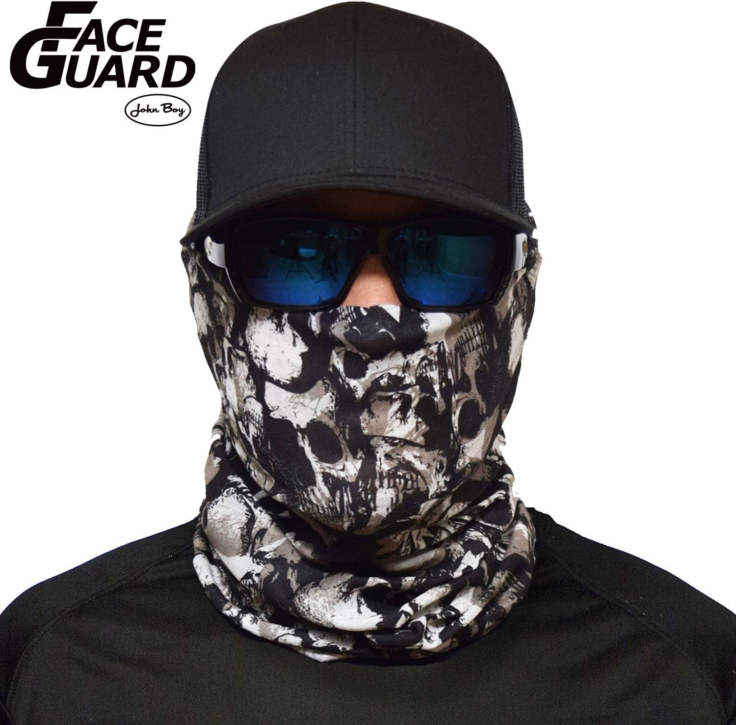 JOHN BOY Racing Face Guard - UPF 50+ Motorcycle Accesory Mask with UV Sun Protection & Moisture Wicking Fabric - SKULLS