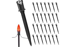 BRIGHTOWN 7.5 Inch 100-Pack Christmas Light Stakes for C7 C9 Christmas Lights Outdoor, Universal Plastic Light Stakes for Outdoor Holiday Lights Use on Garden Lawn Patio Path Walkway - Black