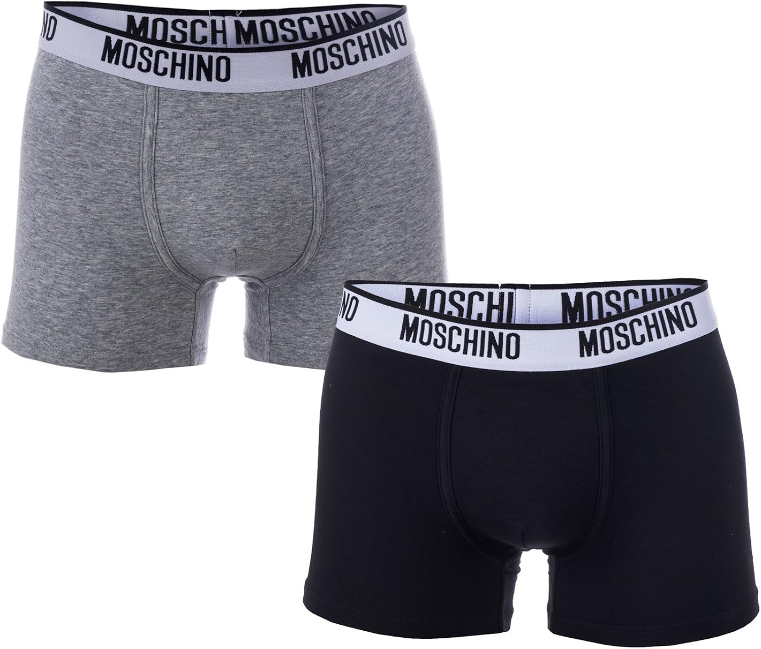 Moschino Mens Mens 2 Pack Boxer Shorts in Black Grey 2XL Moschino