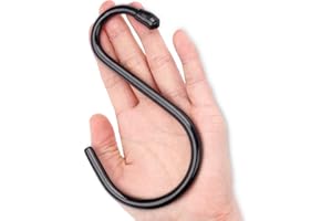 Antimbee 12 Pack Heavy Duty S Hooks, 5.5 inch Large S Hooks, S Hook Hanger with Rubber Coated, Black S Shaped Hook for Hangin