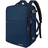 Taygeer Carry On Backpack, 35L Travel Backpack for Women Airline Approved | Laptop Bag with Water Bottle Pocket &amp; Shoe Pouch, Personal Item Mochila for College Business Trip Weekender, Dark Blue
