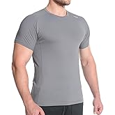 BROKIG Mens 4.9oz Cooling Gym Workout Shirts,Bodybuilding Athletic Running Shirt Casual Crew Neck Fitted Short Sleeve